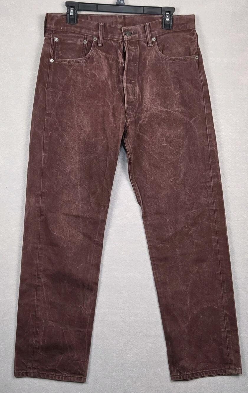 Levis 501xx Jeans Mens Sz 33x29.5 Button Fly Maroon Denim Straight Leg